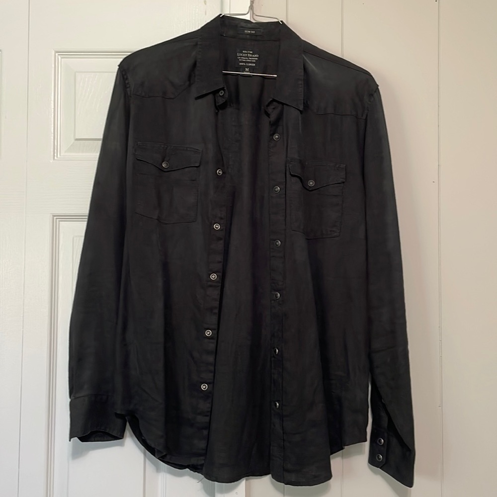 Slim fit Lucky Brand button down 100% linen shirt